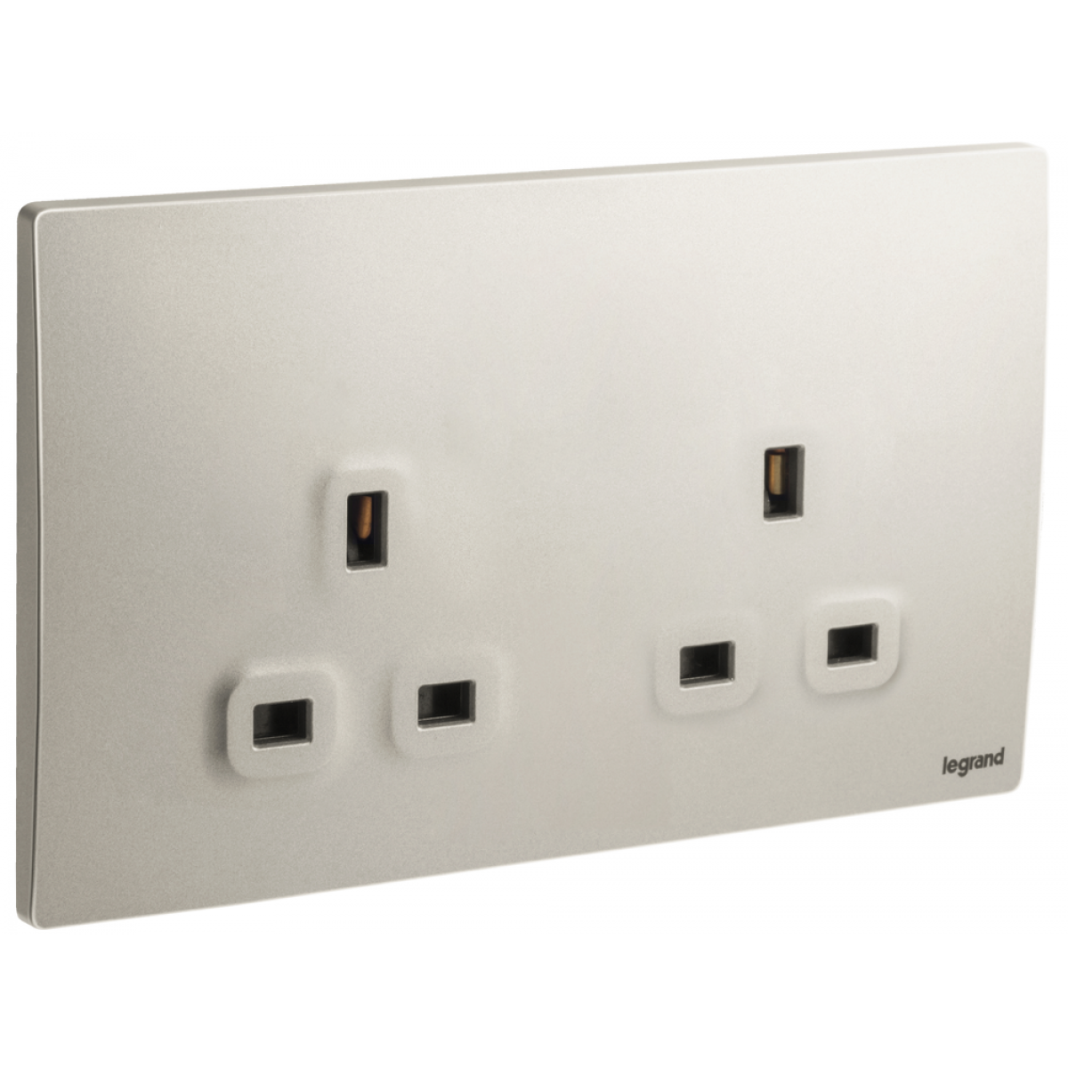 Legrand Mallia Senses 2811 12 CH 雙位13A插座 (香檳金) - 無開關、安全百葉窗、輕薄現代設計